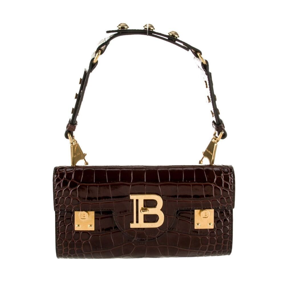 BALMAIN Crocodile-Embossed Leather B-Buzz Belt Bag